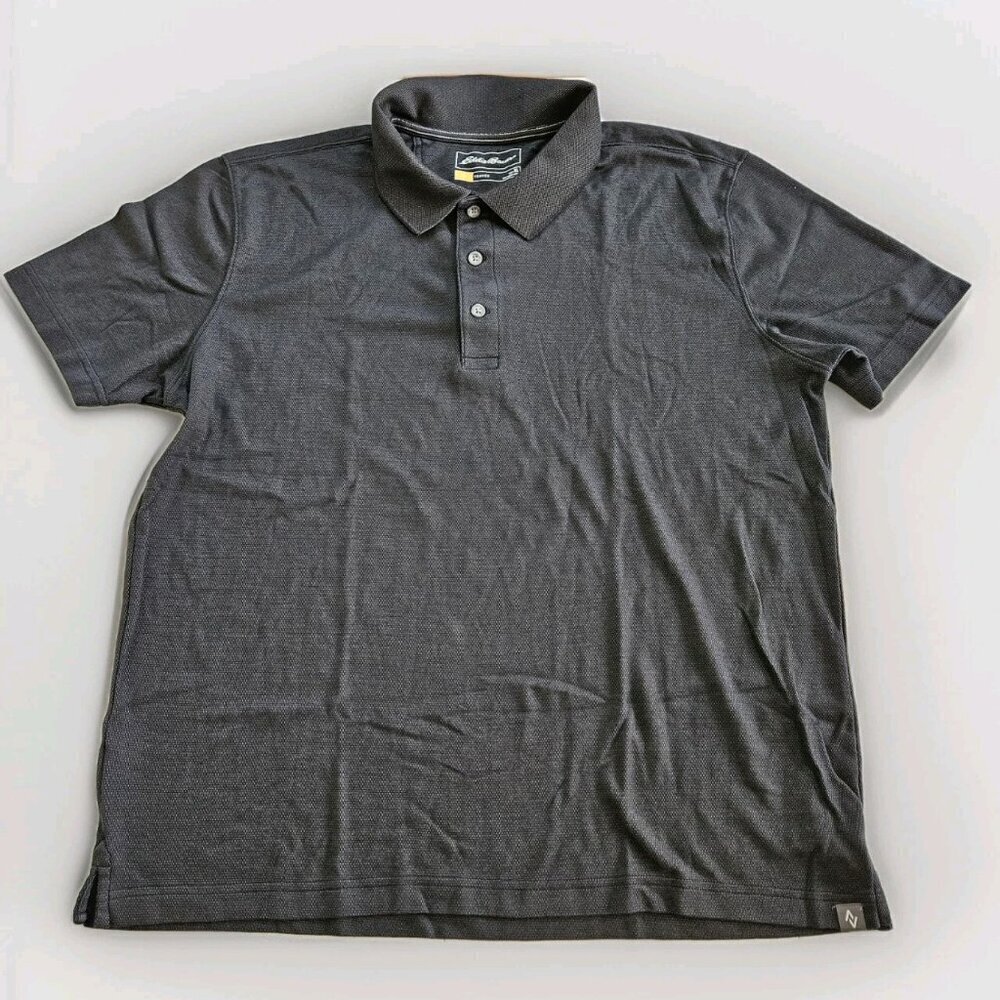Eddie Bauer Travex Polo Shirt Men XL Brown Active SS Buttons Golf Outdoor Casual